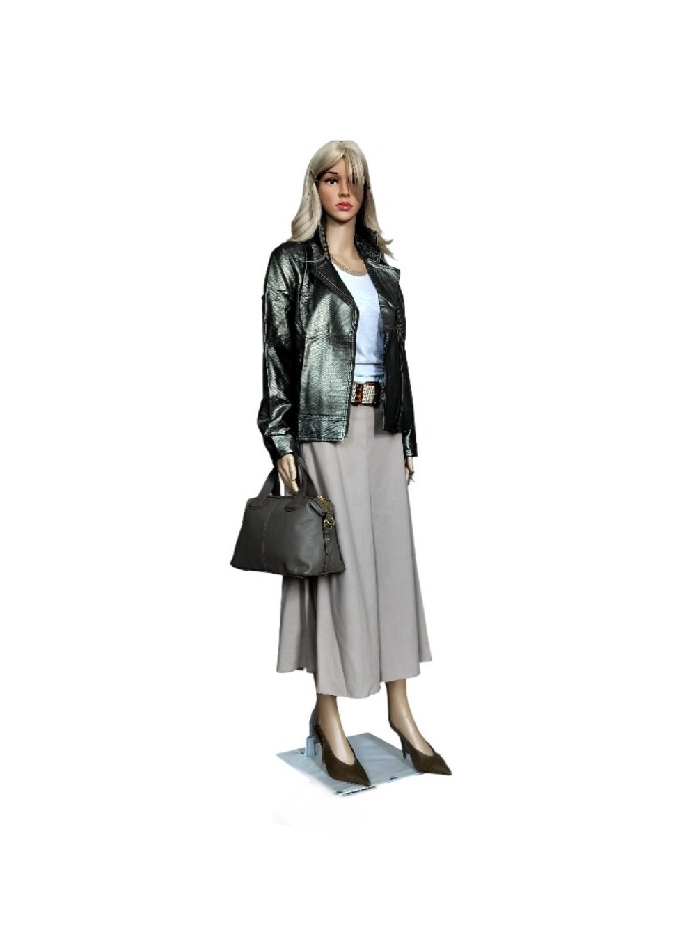 Metallic Snake Skin Olive Cropped Blazer Jacket - Women Size M NWT - Picture 8 of 8